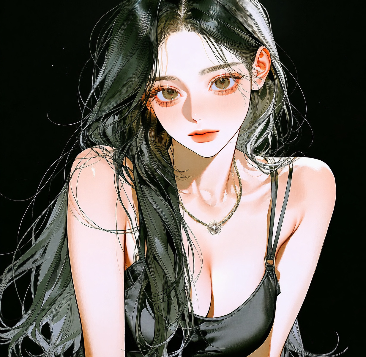 긴 머리와 차분한 표정의 주지혜